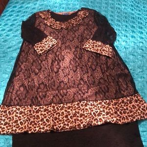 Aster by Firmiana Black Lace Leopard Tunic Sz XL